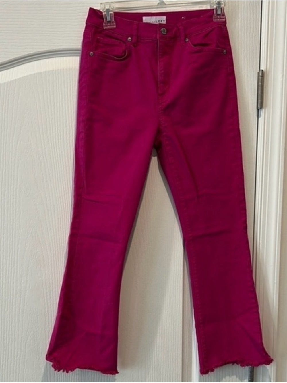 LOFT Magenta Fuchsia Crop Flare Pants